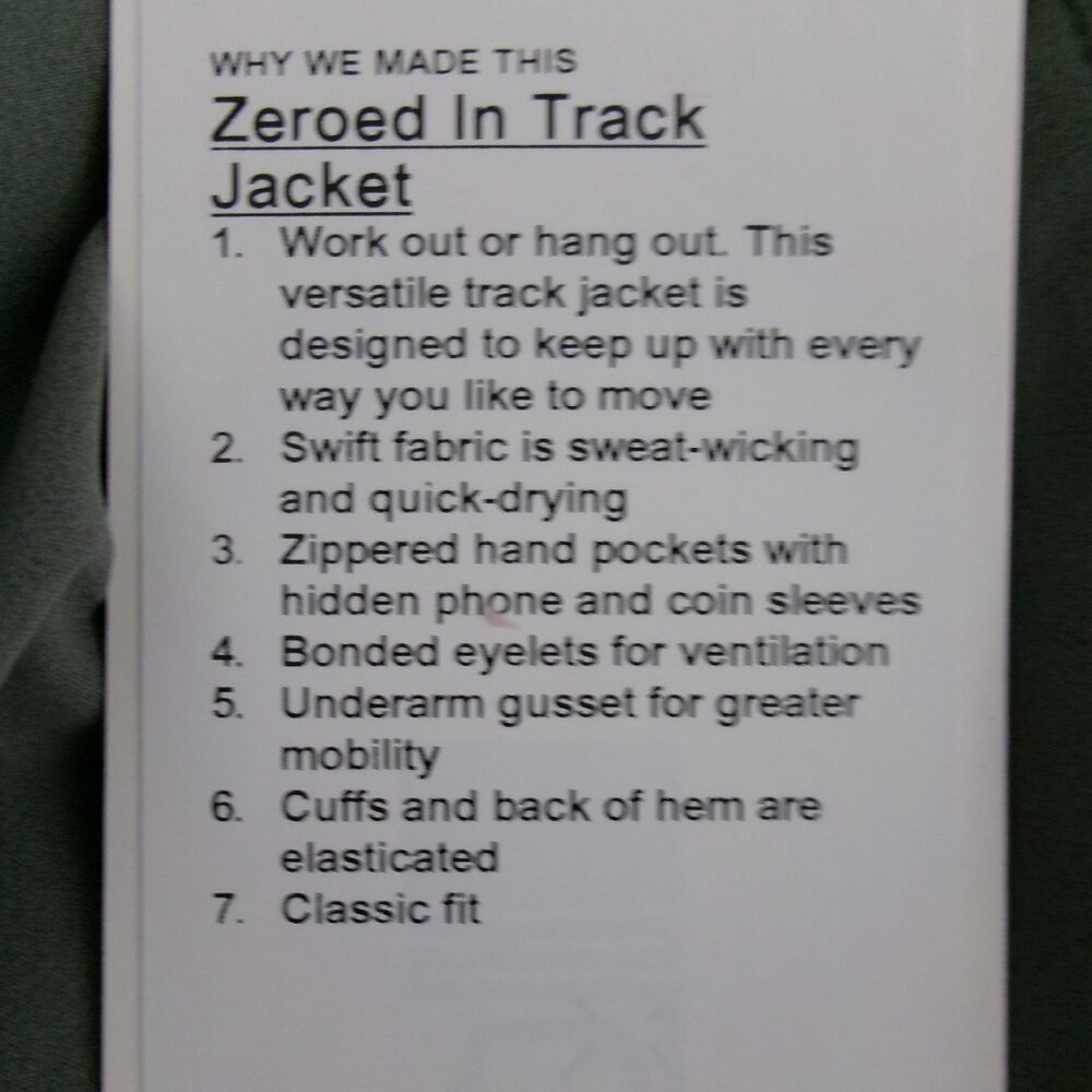 New Men's Lululemon ZEROED IN TRACK JACKET M Grey Sage Willow Leaf Green Grey - Picture 9 of 10